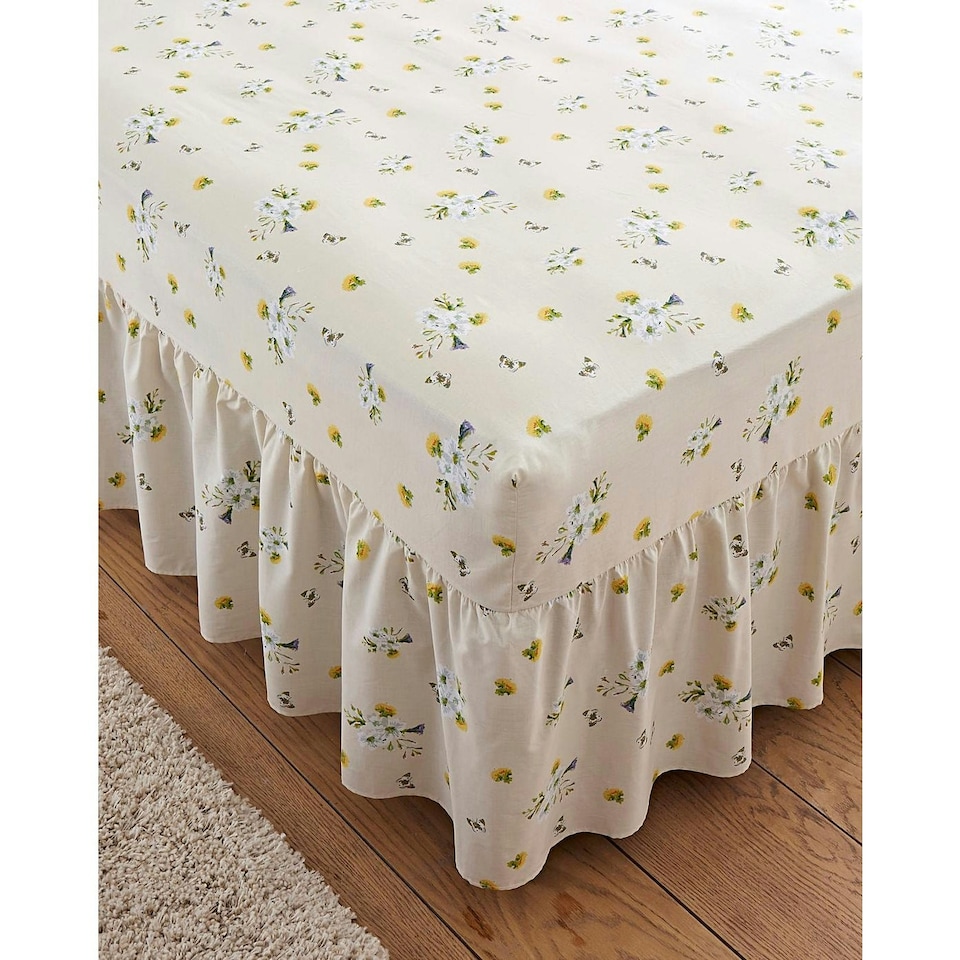 image 1 of Belledorm Bluebell Meadow Fitted Valance - Ivory - Single