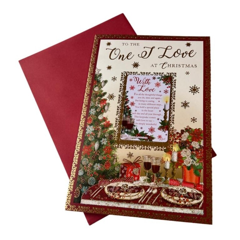 image 1 of To One I Love Floral Glitter Finished Christmas Card