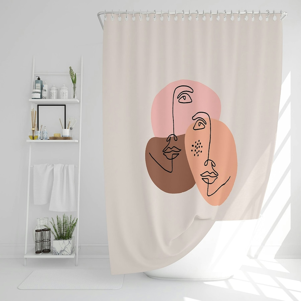 image 1 of modern contemporary minimalist woman portrait (Shower Curtain)