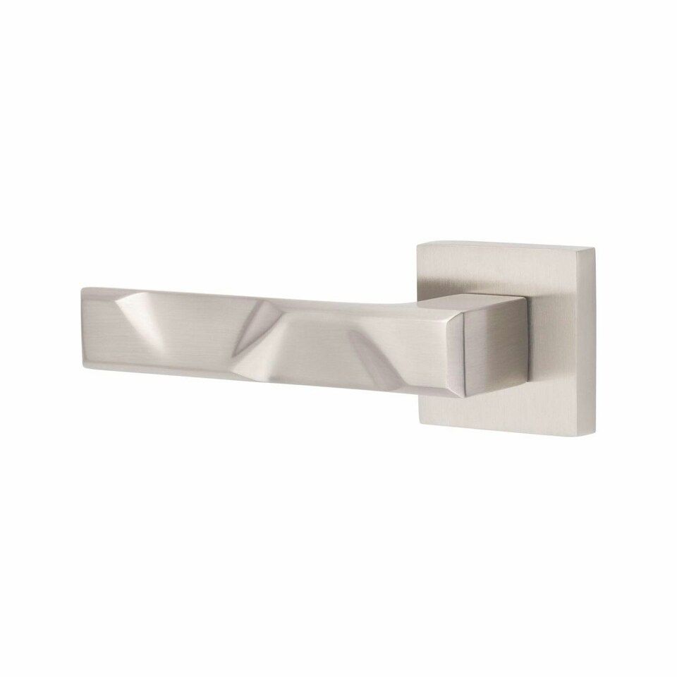image 1 of Golden Grace 1 Pair Modern Nova Premium Design Door Handles on Square Rose in Satin Nickel Finish Grey