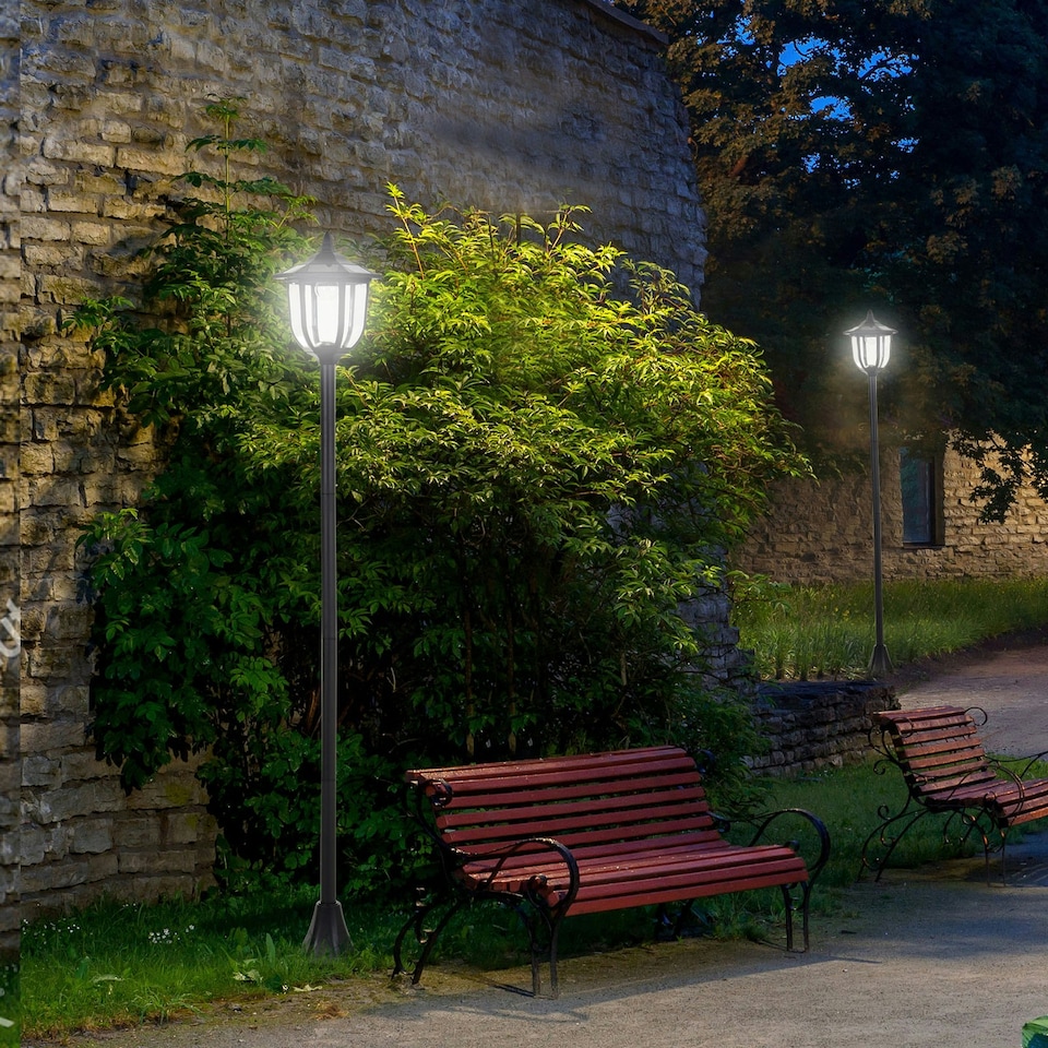 image 1 of Outsunny Solar Torch Lights Outdoor Garden with 6 LED Auto On/Off 6-8 Hours