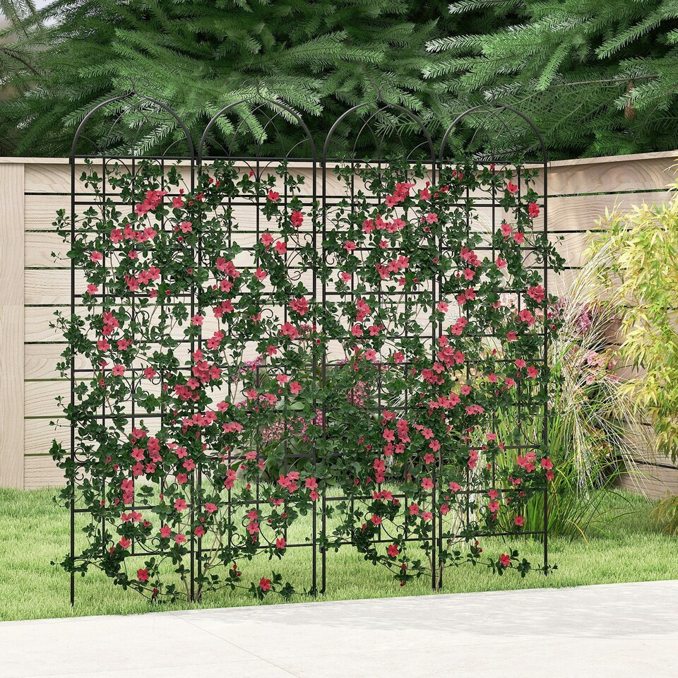 image 1 of COSTWAY 2 Pack Garden Trellis Metal Trellis for Climbing Plants