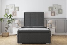 Sloomy Lancaster Graphite Dumfries Bed Frame With 50" Upholstered Headboard 4' Small Double