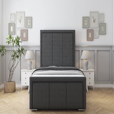 Sloomy Lancaster Graphite Dumfries Bed Frame With 50" Upholstered Headboard 4' Small Double