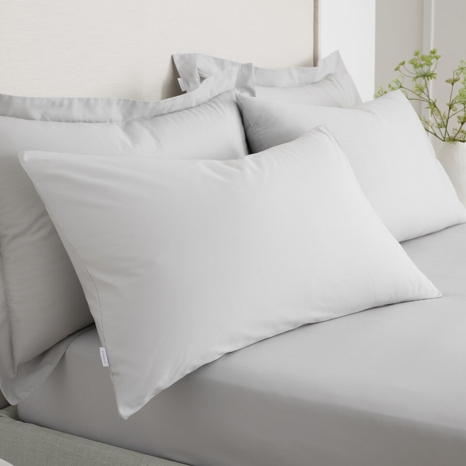 image 1 of Bianca 200 Thread Count Cotton Percale Standard Pillowcase Pair | Grey | Standard