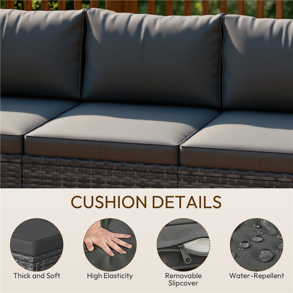 image 1 of Yaheetech 7-Piece Modular PE Rattan Patio Furniture with Thick Cushions-Grey