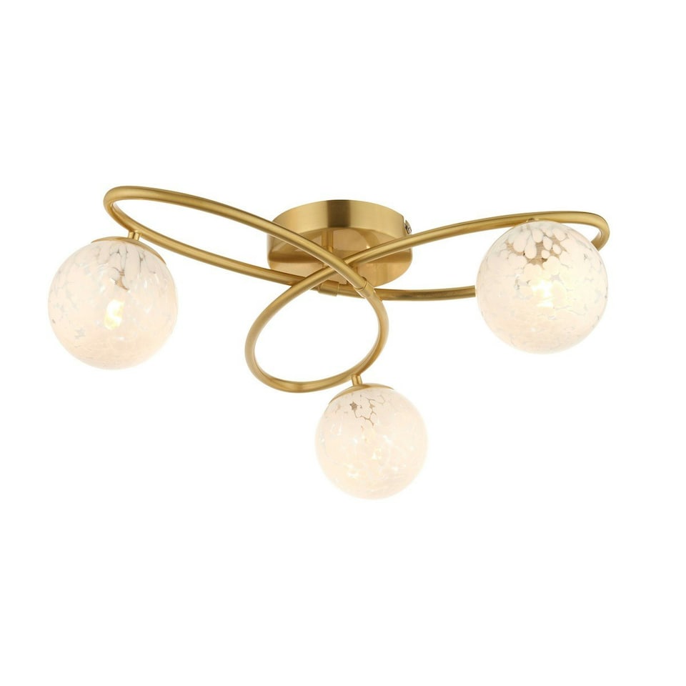 image 1 of Maye 3 Light Multi Arm Glass Semi Flush Ceiling Lamp Satin Brass