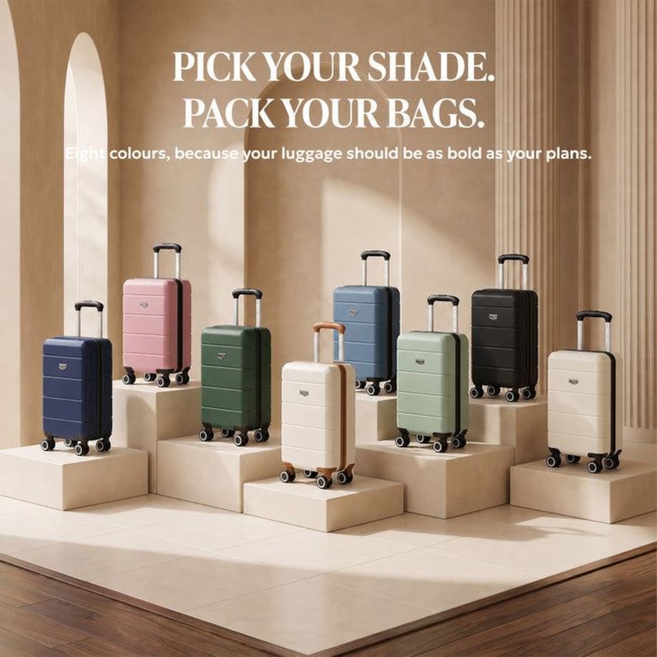 image 1 of Lugg Jetset Lightweight ABS Hard Shell Cabin Suitcase with 4 Spinner Wheels (40x30x20cm)