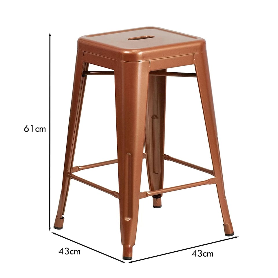 image 1 of Kai 24" Industrial Style Bar Stool Copper - Set of 4 - Modern Metal Counter Height Copper