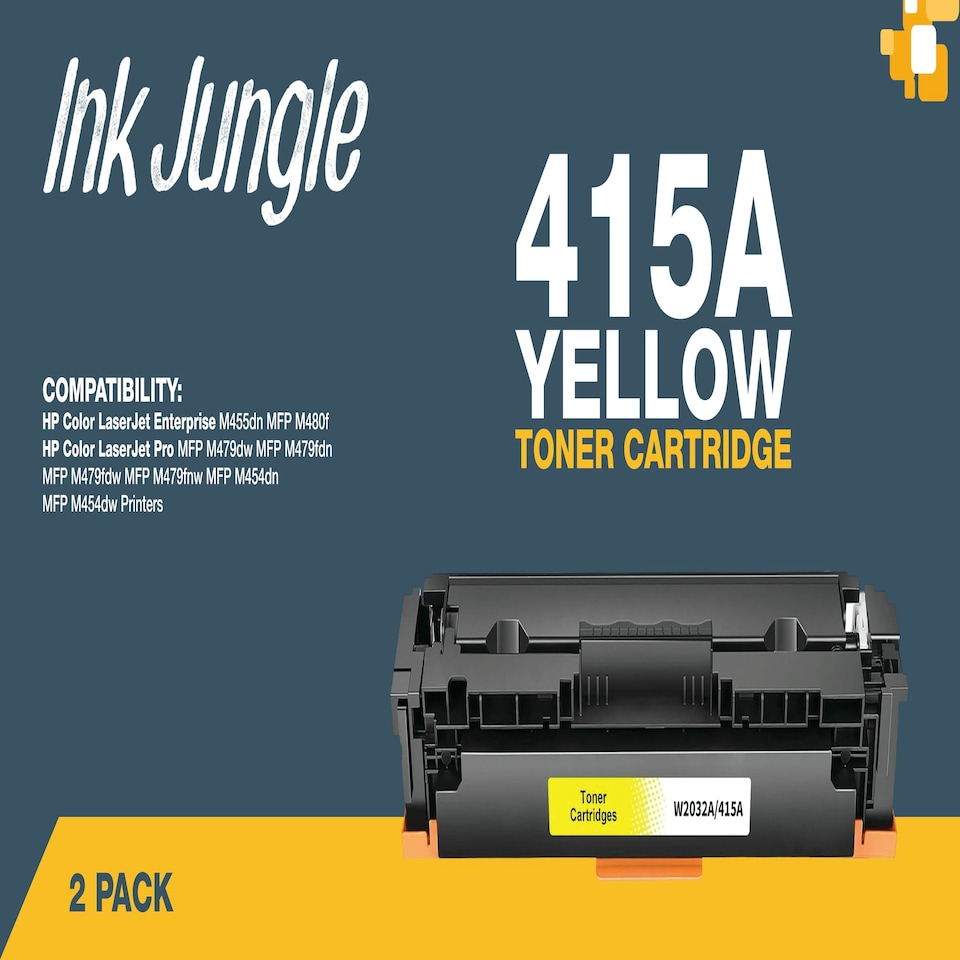 image 1 of 2x Compatible HP 415A Yellow Toner Cartridges Yellow