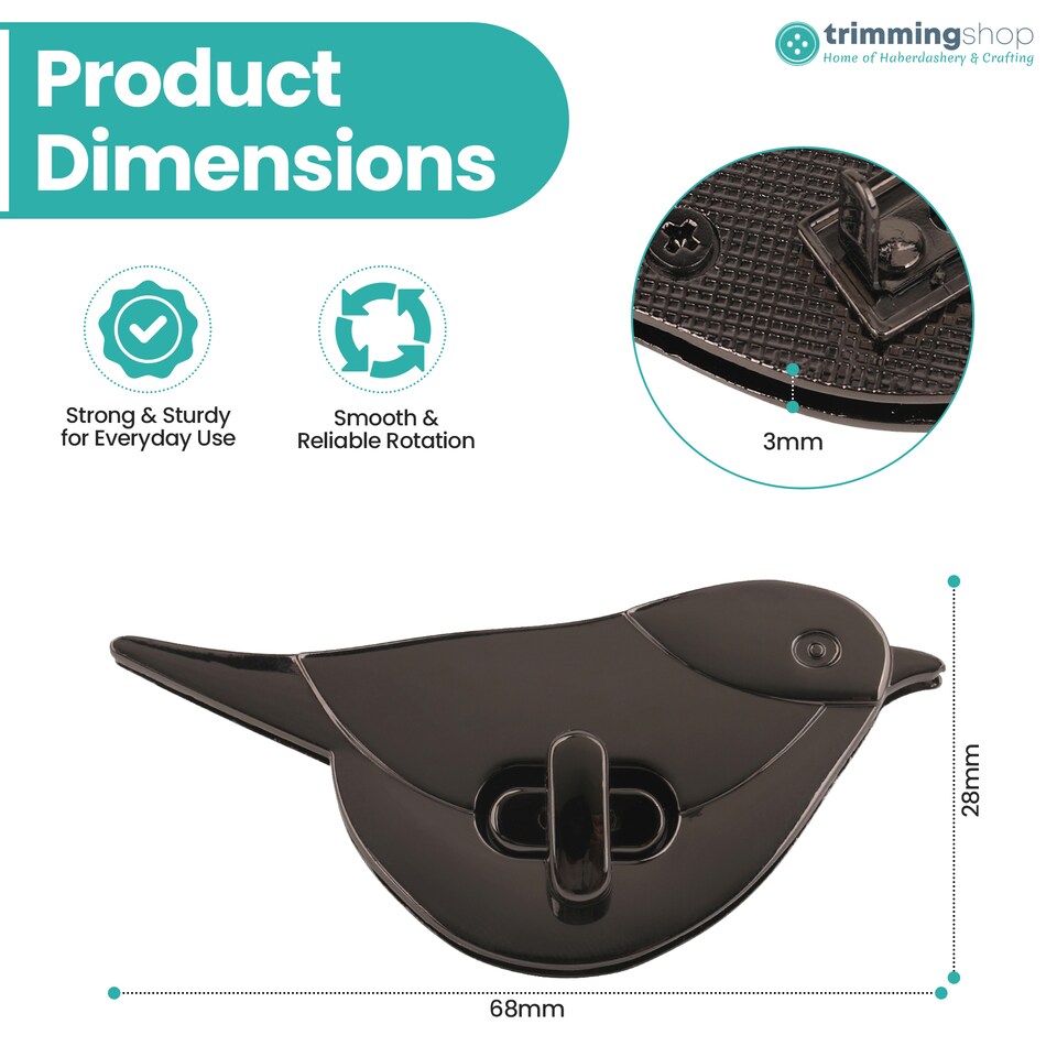 image 1 of Bird Twist Turn Lock Clasp, Decorative Closure For Leathercraft Projects