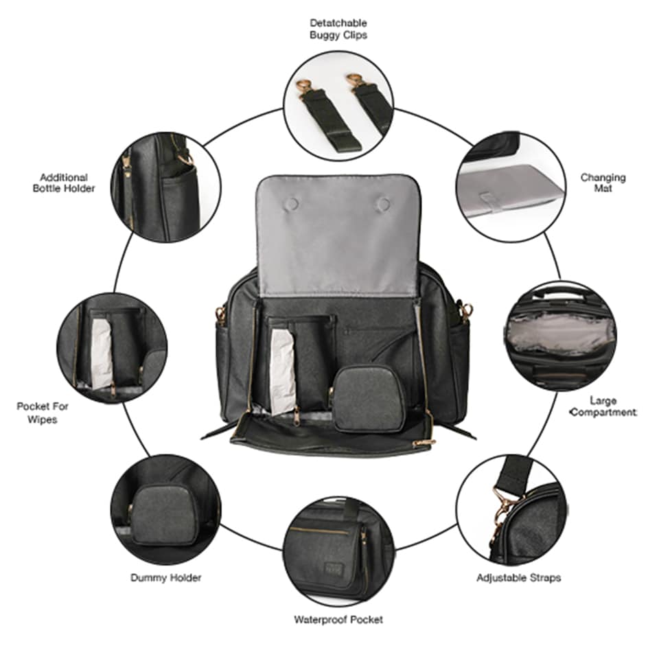 image 1 of Allis Baby Plus Changing Bag with Changing Mat - Black