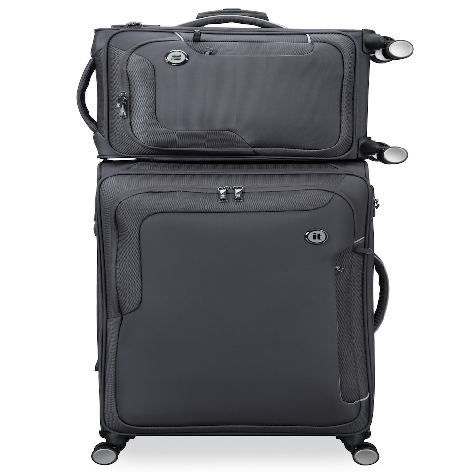 image 1 of IT Luggage Teleported Warm Charcoal Expandable 3pc Suitcase Set with TSA Lock Grey
