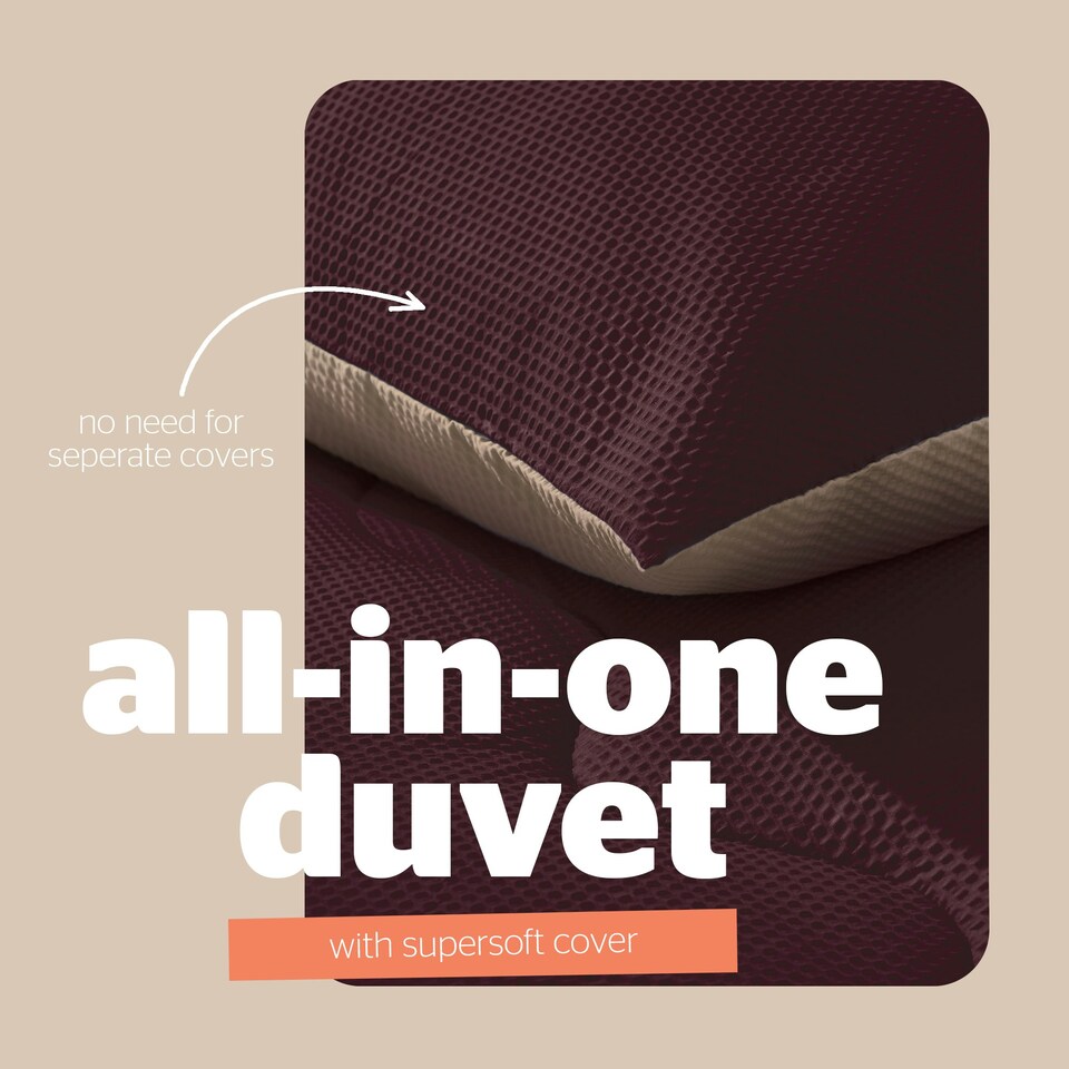 image 1 of Silentnight 10.5 Tog Seersucker Coverless Duvet and Pillowcase Set N/A | Berry/Natural | Double