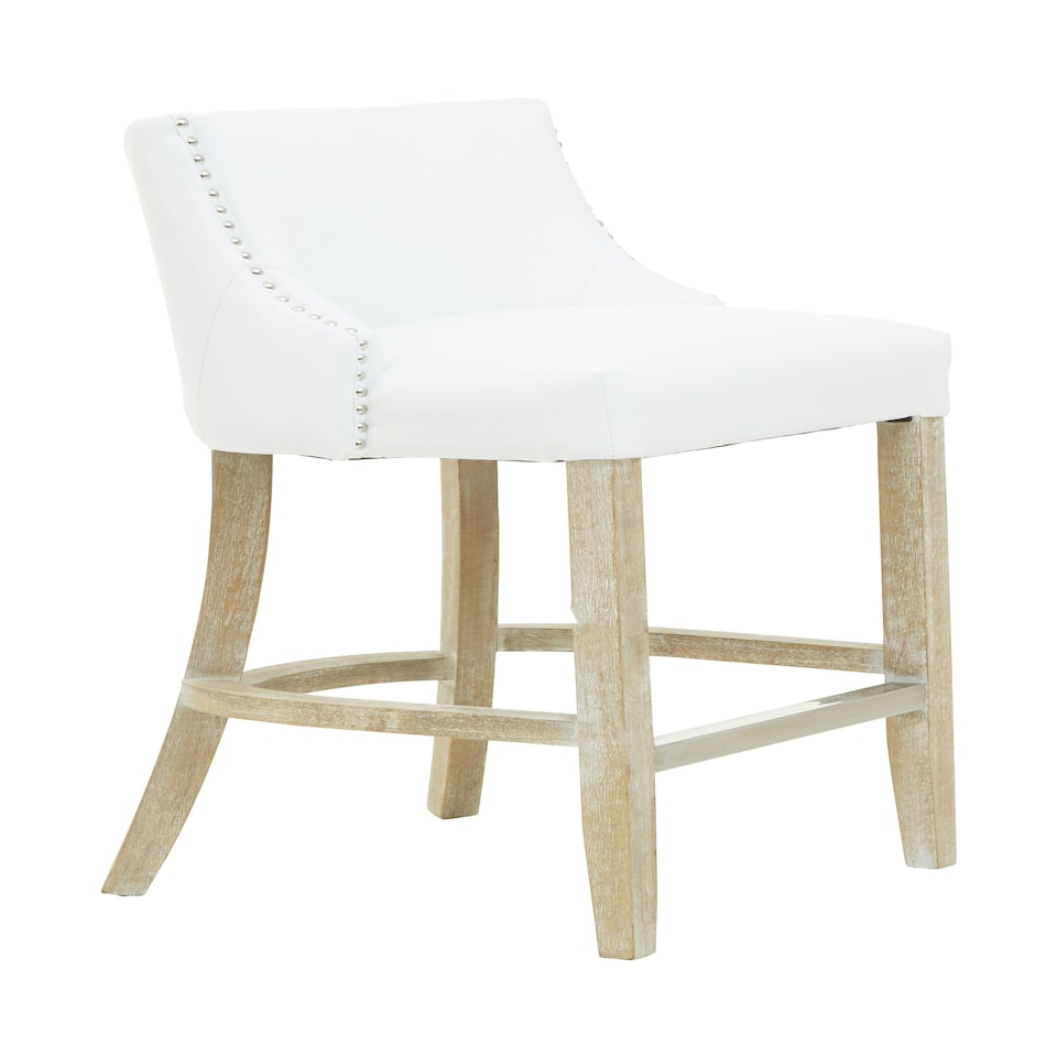 image 1 of Interiors by Premier White Bar Stool with Back, Velvet Seat Breakfast Bar Chair, Kitchen Stool with Footrest, Chair for Bar, Home