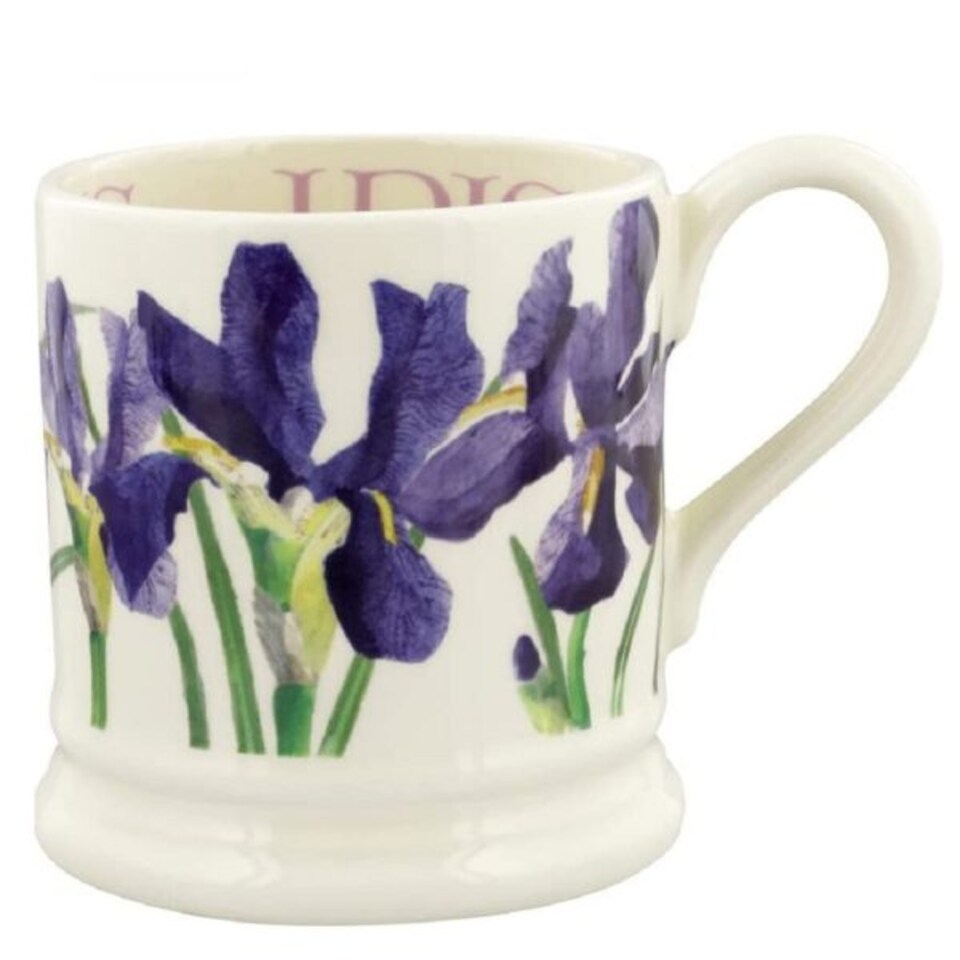 image 1 of Mug: 1 x 300ml Emma Bridgewater Blue Iris Half Pint Mug, Ceramic | White | 1