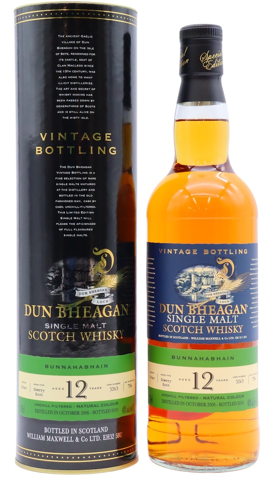 Bunnahabhain Dun Bheagan Single Cask No 3263 2006 12 year old Whisky