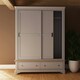image 4 of Faire 150cm Sliding Combination Wardrobe in Dove Grey with Oak Top Grey