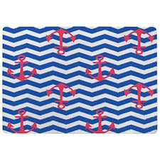 Anchors on Zig Zag Stripes (Rug) Blue | Small: 60x110cm