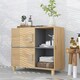 image 7 of HOMCOM Bathroom Storage Cabinet with Open Compartments and Double Doors Yellow