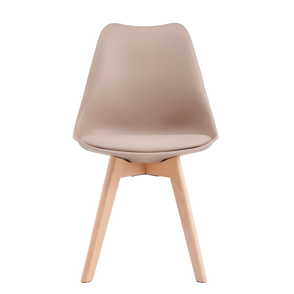 image 1 of Set of 4 Dining Chairs with Solid Wooden Legs and Seat Cushion Pads in Brown - Eva by MCC