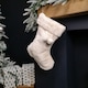image 1 of 50cm Winter White Faux Fur Hanging Christmas Stocking with Pom Poms