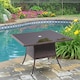 image 2 of Living and Home Square Wicker Tempered Glass Table with Parasol Hole - Brown Brown