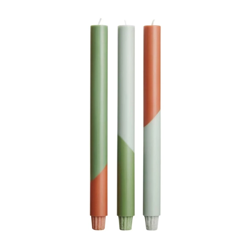 image 1 of Originalhome Eden Diagonal Candles (Pack of 3) | Green | Heather Green | One Size | 1