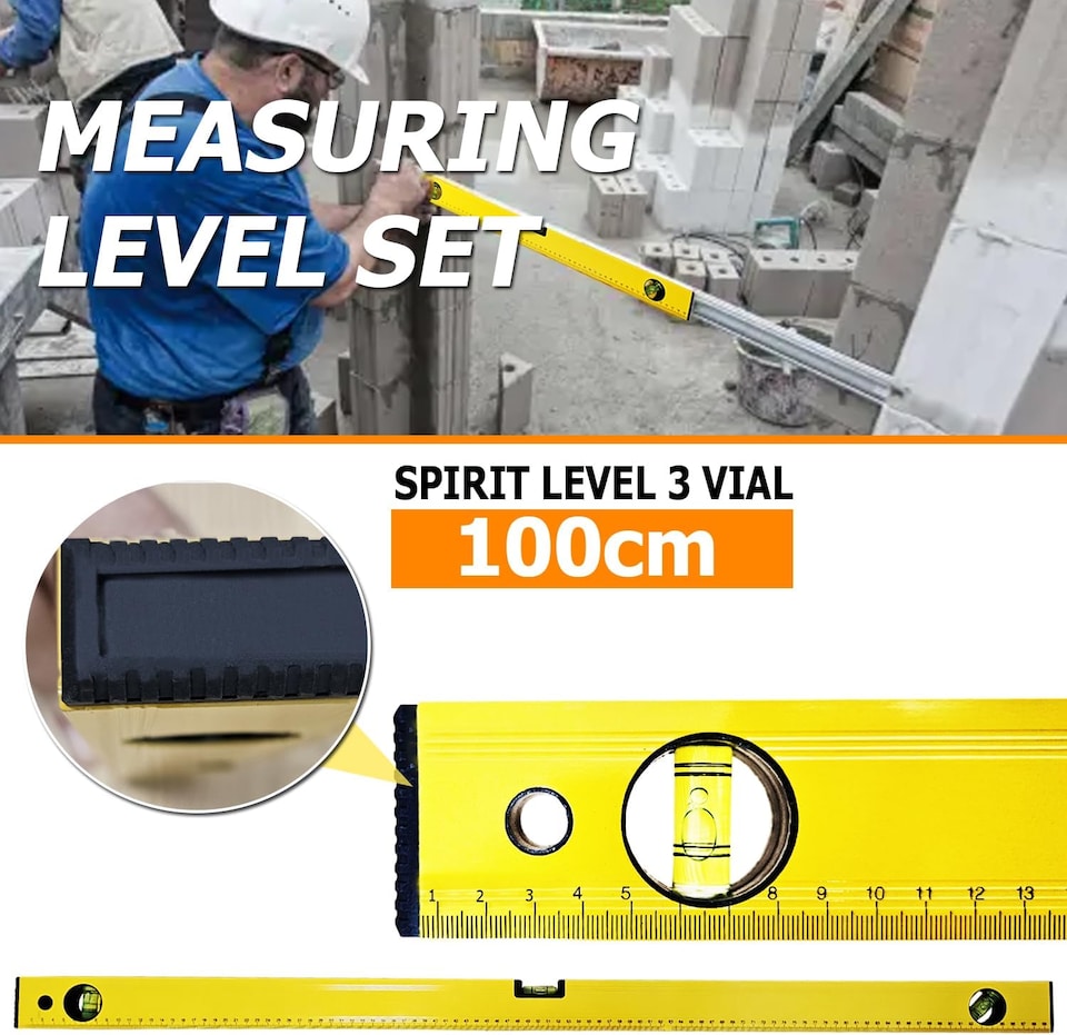 image 1 of Spirit Level, 3pcs High Accuracy Spirit Level Set Lightweight DIY Builder 400, 600, 1000mm, Aluminum Alloy Level Set