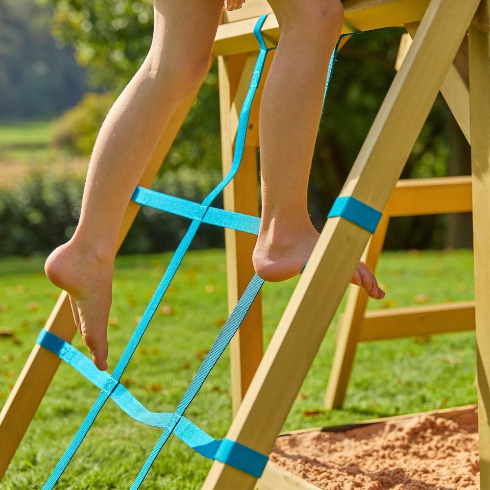 image 1 of Treehouse Wooden Play Tower, with Wavy Slide & Cargo Net - FSC® certified