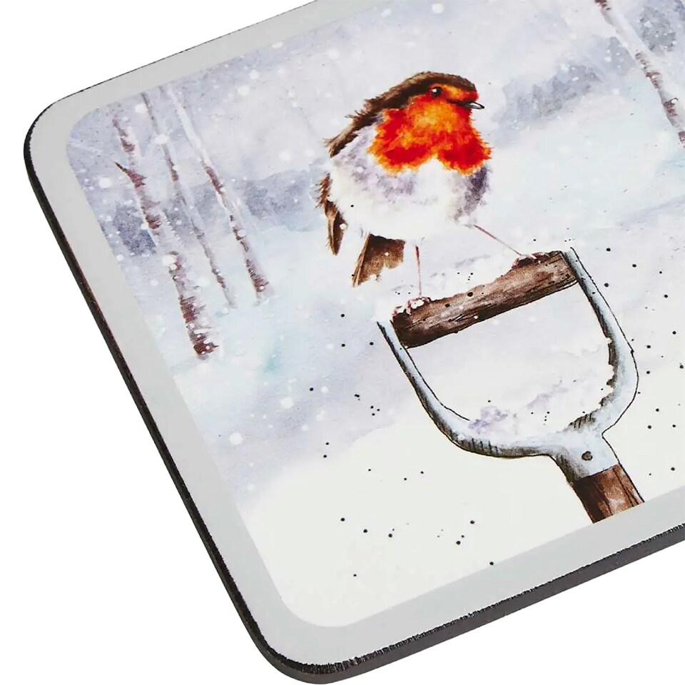 image 1 of Wrendale Designs Set of 4 Winter Sky Christmas Coasters - 10.5 x 10.5 cm.