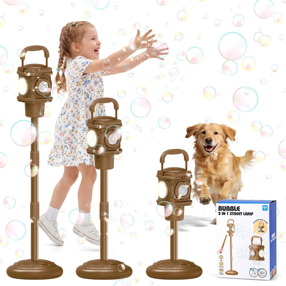 image 1 of Bubble Street Lamp for Kids with Lights, Sounds, Remote Control & Adjustable Height - Outdoor Bubble Toy 3+