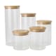 image 1 of Living and Home 5Pcs Glass Jars Storage Container With Bamboo Lid | Brown