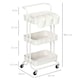 image 5 of HOMCOM 3 Tier Utility Rolling Cart, Kitchen Cart with 3 Removable Mesh Baskets, 3 Hanging Box, 4 Hooks and Dividers for Living Room, Laundry, Garage, White