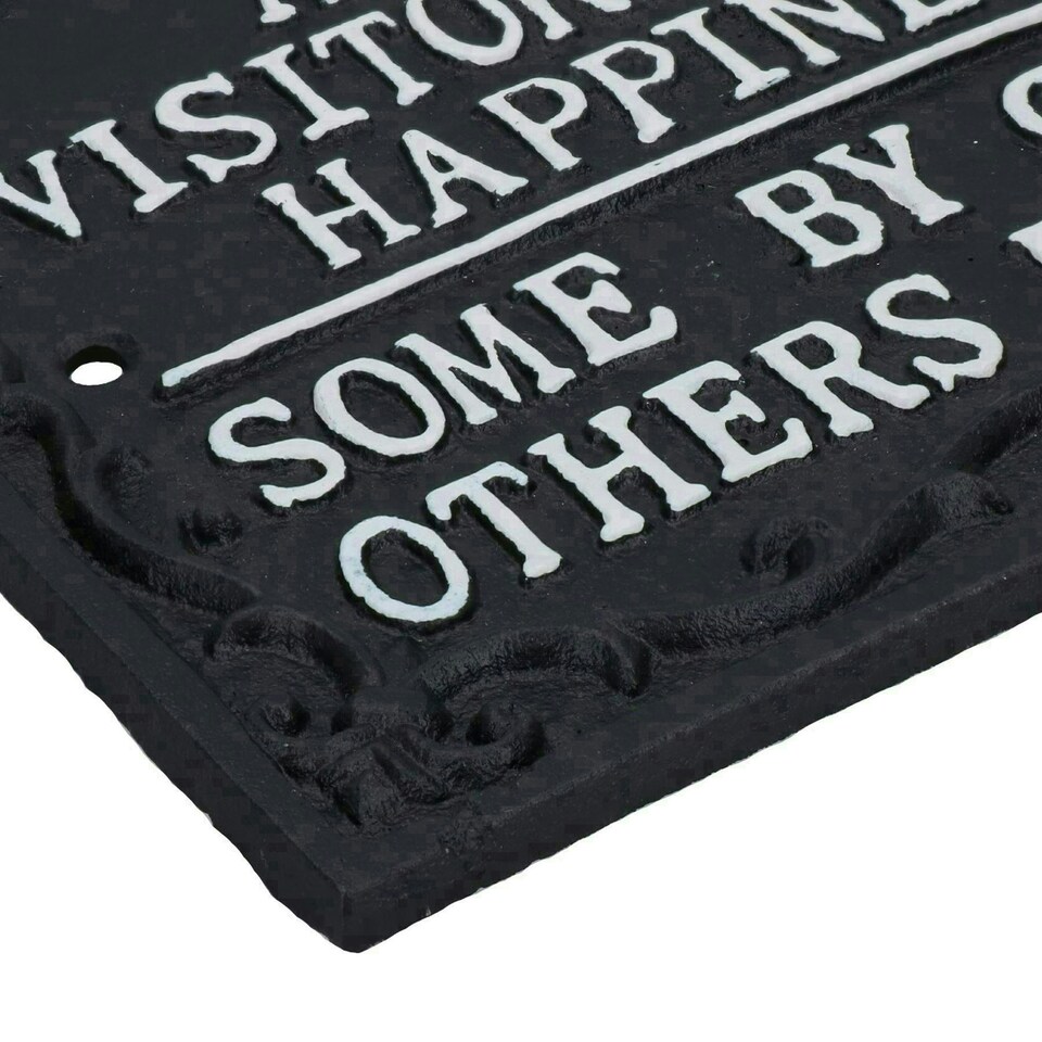 image 1 of All Our Visitors Bring Happiness Sign Cast Iron Plaque Wall House Door Garden