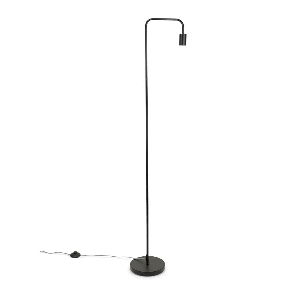 ValueLights Bronx Floor Table Lamp With Curved Metal Stem in Black