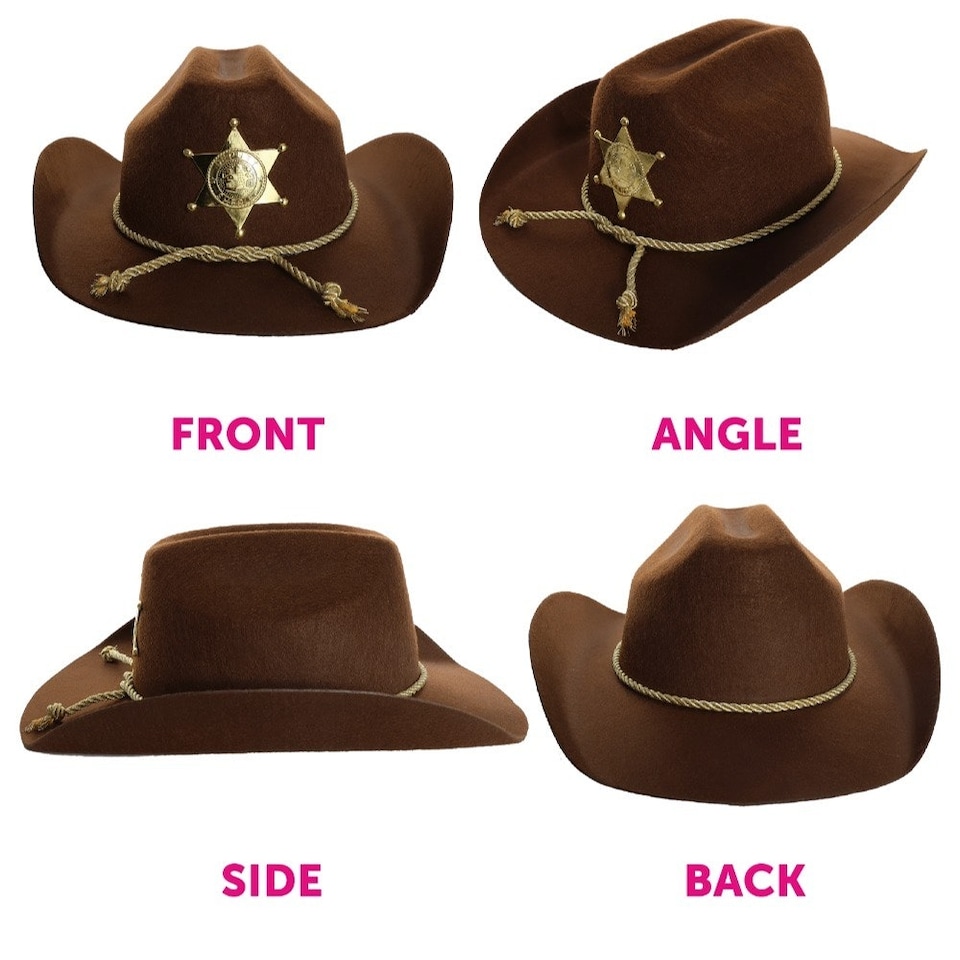 image 1 of Pack of 6 Sheriff Hat Brown | One Size