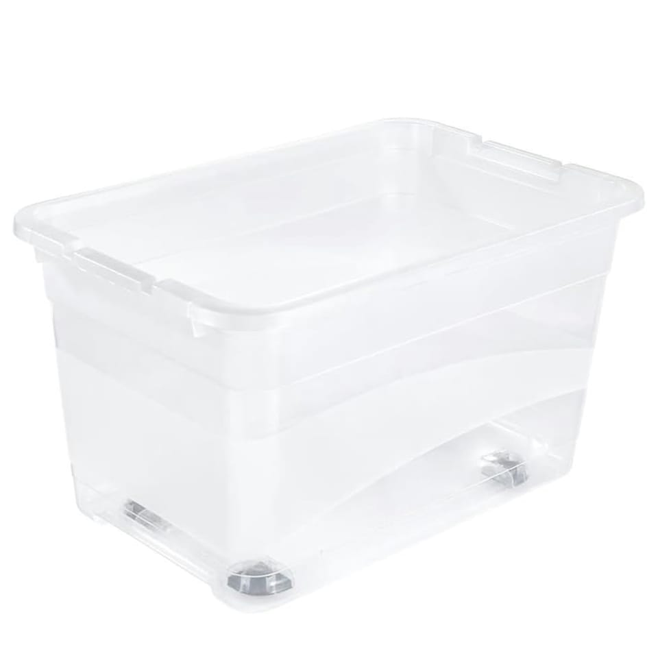 image 1 of Keeeper Crystal Box 52 Litre with Lid and Caster Wheels - Transparent