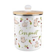 Allotment Rabbits Compost Caddy - Metal 2L Decorative Kitchen Food Waste Bin
