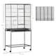 image 7 of PawHut Rolling Bird Cage w/ Detachable stand Storage Shelf  Wood Perch Food Cup