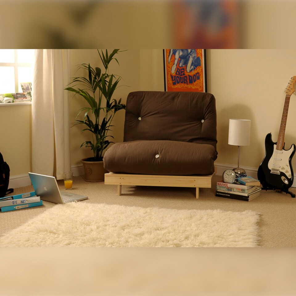 image 1 of 3ft Single Luxury Futon Mattress And Base Set in Chocolate