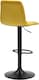 image 3 of Verona Velvet Kitchen Bar Stools, Matt Black Stem & Base, Height Adjustable Gas Lift With Backrest, Breakfast Bar Stool - Yellow