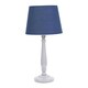image 3 of ValueLights Victoria Grey Wood Traditional Stem Table Lamp with Navy Blue Tapered Drum Shade and LED Bulb