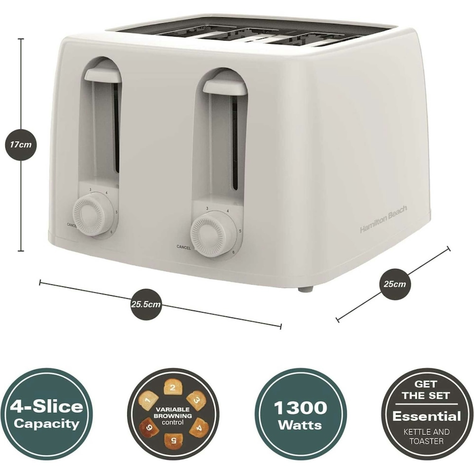 image 1 of Hamilton Beach 1300W Essential Toaster 4 Slice - White HB4T5032W