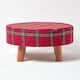 image 1 of Homescapes Traditional Red, Green and White Tartan Flat Footstool with Legs | Red | 62 x 62 x 30 cm