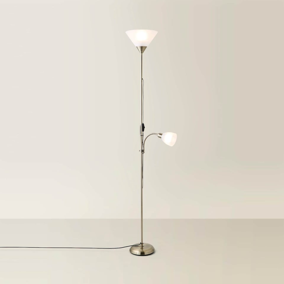 image 1 of ValueLights Mozz Antique Brass Mother and Child Floor Lamp | Bronze