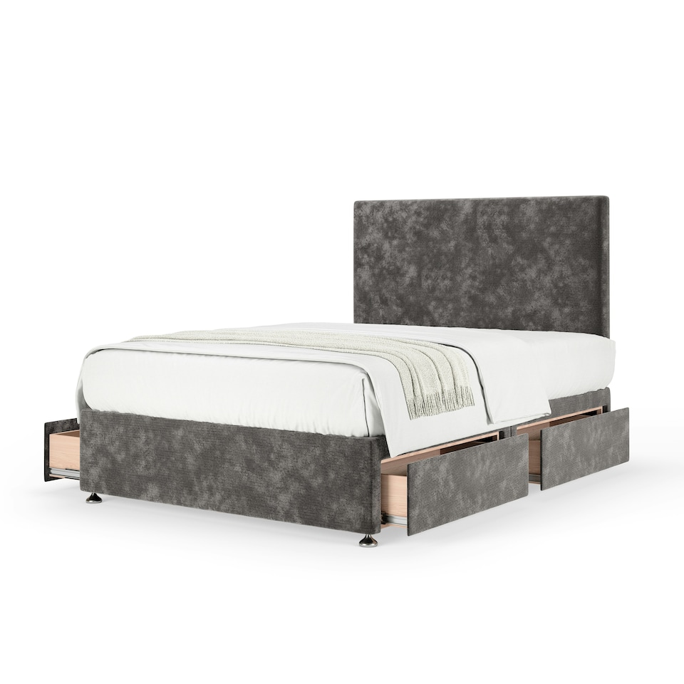 image 1 of Super Ortho Orthopaedic Charcoal Chenille 4 Drawer Divan Set And Valencia Headboard Super King