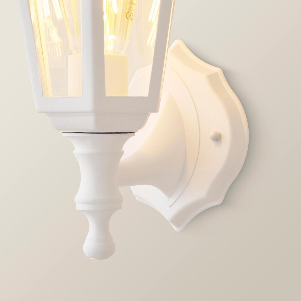 image 1 of ValueLights Traditional Style White Outdoor Security IP44 Rated Wall Light Lantern | White