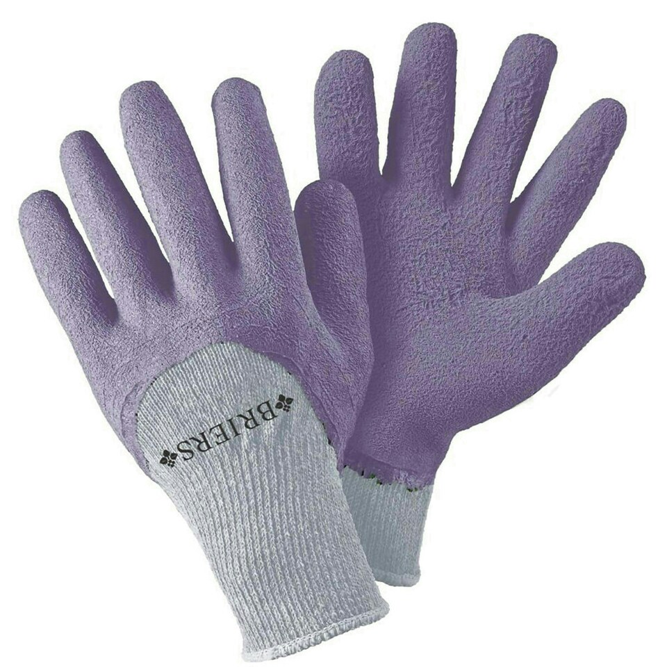image 1 of Primrose 2 Pairs Thermal Extra Grip Gardening Gloves Latex All Purpose Heather Small