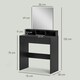 image 7 of HOMCOM Dressing Table with Mirror, Drawers, for Bedroom, Black Black